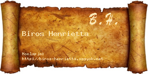 Biros Henrietta névjegykártya